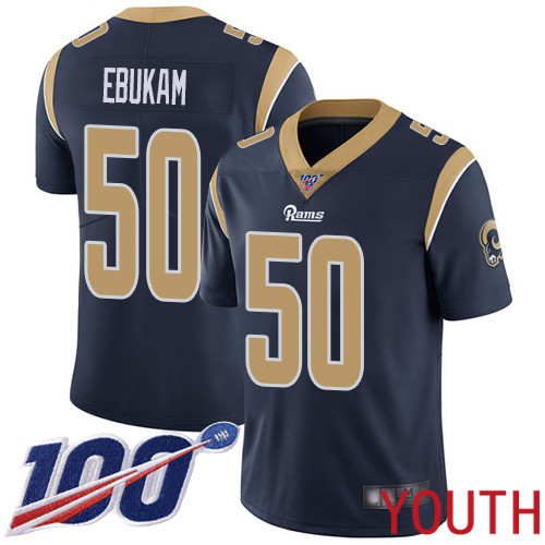 Los Angeles Rams Limited Navy Blue Youth Samson Ebukam Home Jersey NFL Football 50 100th Season Vapor Untouchable